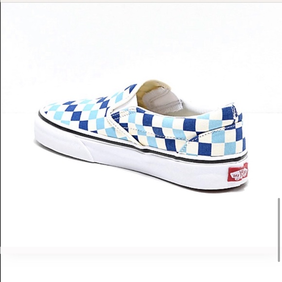 NWT Vans Checkerboard Tri Blue White Slip On - Picture 6 of 7